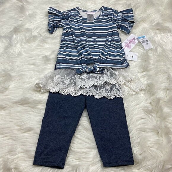 BONNIE JEAN 2 Piece Set Outfit Top Leggings School NEW Girls Size 5 - Picture 1 of 9